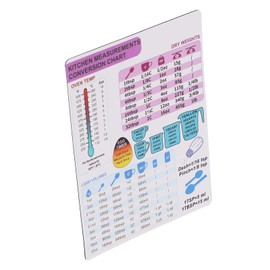 Kitchen Measurement Conversion Chart Magnet, Conversion Chart Decoration, Cooking Measurements for Food Measuring Weight, Liquid and Temperature (1 single)