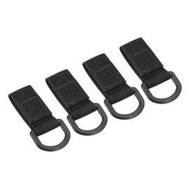 [PATIKIL] Belt Keeper Keychains, Set of 4, D-Shaped Thick Nylon Webbing Strap for Outdoor Camping Gear Buckle Keychain Hook Black, Black