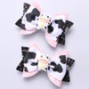 2pcs Glitter Pink Cow Print Hair Bow Clips for Toddler