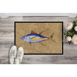 Caroline's Treasures 8817JMAT Tuna Fish Doormat 24x36 Front Door Mat Indoor Outdoor Rugs for Entryway, Non Slip Washable Low Pile, 24H X 36W