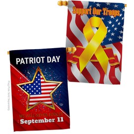Never Forget 9/11 House Flag - Pack Patriotic Patriot Day World Planet Peace Environment Awareness United State American Support Our Troops - Banner Small Garden Yard Gift Double-Sided 28 X 40