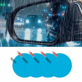 UZZH 4PCS Car Rearview Mirror Films, Waterproof Rainproof Anti Fog Glare Rear View Mirror Protective Stickers, HD Nano Coating Side Mirror Rain Guards for Car Windows, Rearview Mirrors (Round)
