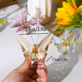 Movdyka Crystal and Metal Golden Flying Butterfly Gifts for Women on Birthday Christmas, Collectible Animals Figurine Ornament for Home Decor Paperweight Statue