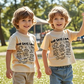 Chipeler God Says I Am Shirt Toddler Boys Christian T-Shirt Construction Baby Shirt Religious Bible Verses Kids Tops 5T