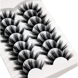 Losha Lashes Pack 7 Pairs Fluffy Faux Mink Eyelashes Soft Handmade False Eye Lashes for Dramatic Makeup
