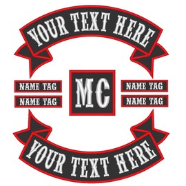 Custom Embroidered Full Set Patches - Rocker Name Tag MC Motorcycle Biker Sew on Patch (8"~14") - (E-1)