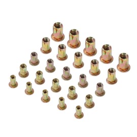 KATSU 120PCs Rivet Nuts M3 M4 M5 M6 Zinc Plated Steel Flat Head Threaded Insert Nutsert Rivet Nut Assortment Kit 405702