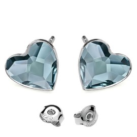 925 Silver Earrings for Women - Heart Design with Sparkling Crystals - Elegant and Hypoallergenic Jewellery, Sterling Silver, Cubic Zirconia