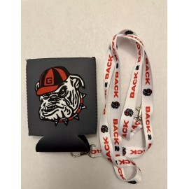 UGA Georgia Bulldogs Koozie with Detachable Lanyard