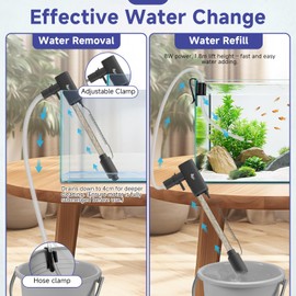 AQQA Electric Aquarium Vacuum Gravel Cleaner - 8W/213GPH Rechargeable Fish Tank Cleaning Tools Automatic Water Changer Pump with Debris Clean & Sand Washing, 4-Speed Adjustable Powerful Suction