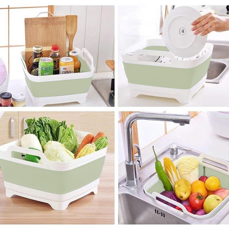 Leemeimei 9L (2.4Gal) Dish Basin Collapsible with Drain Plug ,