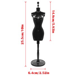 4 Pcs Female Mannequin Torso with Base, 25.5cm High Dress Mini Mannequin Model Torso for Clothing Costume Jewelry Display (Black)