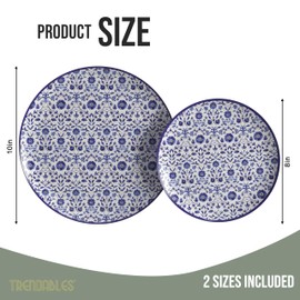 Trendables Heavy Duty Paper Plates Set For 16 Guests - 16 Each Of 8-inch And 10-inch Disposable Plates For Party - Fancy 32 Piece Dinnerware Set For All Occasions | Floral Design, Florentine