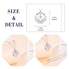 feilok feather Necklace for Women circle Pendant 925 Sterling Silver Necklace