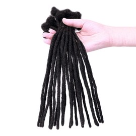 WacanDan 100% Real Human Hair Dreadlock Extensions for Women/Men 0.4cm Thickness 12 Inch 30 Strands Full Handmade Can be Dyed and Bleached Permanent Loc Extensions Human Hair Natural Black