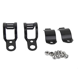 STOBAZA Motorcycle Turn Signal Light Mount Bracket Clamps Fork Brackets for Tubes Compatible with Chopper Racer and Custom Bikes Black
