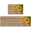 Anti-Fatigue Sunflower Kitchen Rug Set of 2 Cushioned Wooden Background