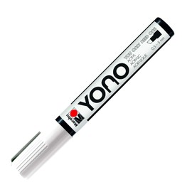 Marabu 12400102070 Yono Marker, White 070, Versatile Acrylic Pen with Japanese Chisel Tip 0.5 - 5 mm, Water-based, Lightfast and Waterproof, for Almost All Surfaces