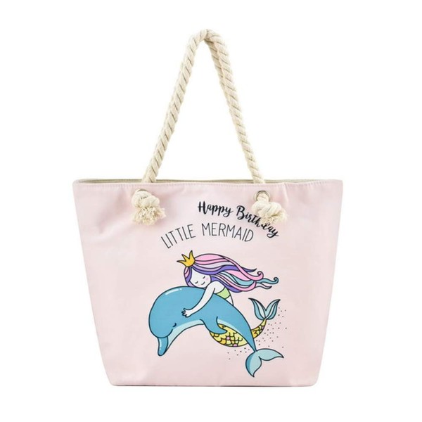 Large Beach Travel Canvas Tote Cute Shoulder Shopping Bag, Mermaid-7