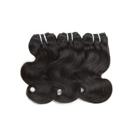 Aiokrtse Brazilian Hair Wave Brazilian Virgin Hair Strands 100% Real Hair Natural Black Colour 3 Pieces 8 Inches 150 g