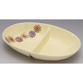 窯元 sousen Medium Dish Pink 18 cm Seto Ware Two Compartment Plate, Tri Pattern