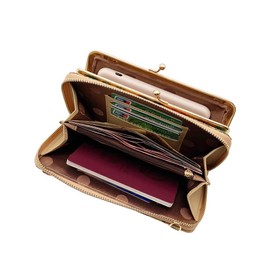 aolaso Cork Ladies Purse, Women Long Wallet Phone Bag, Large Capacity Ladies Clutch Purse with Multiple Card Slots Coin Pocket