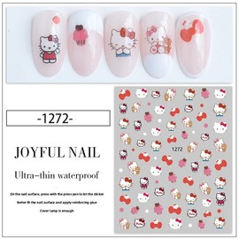 [Overseas] Kitty Nail Sticker Nail Kitty Sticker Nail Sticker Pink Strawberry Bear Y2K Wear Nail Kitty Cat Head Free Size/P1710 2 stickers 1270 50ea