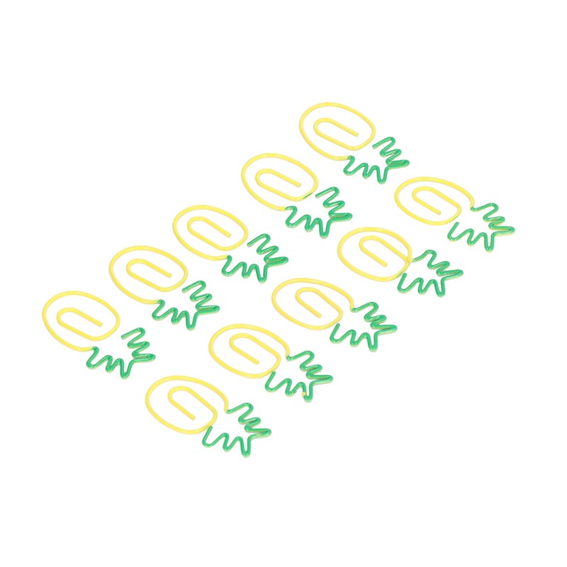 100pcs Metallic Paper Clips Green Yellow Ananas Shape Electroplating Process