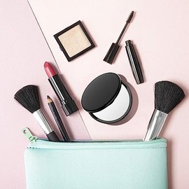 Mokoze Espejo redondo compacto, espejo porttil con aumento 1X10X de doble cara de mano para bolsillo de portafolios y maquillaje de viaje, artculos...