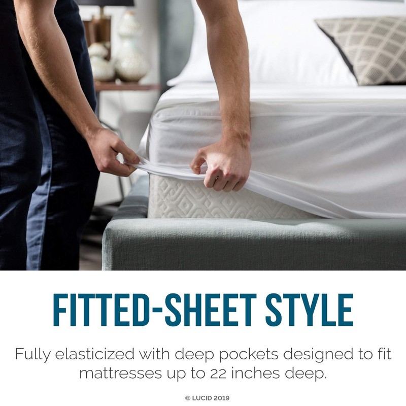 LUCID Premium Hypoallergenic 100% Waterproof Mattress Protector, Cotton Terry Top,