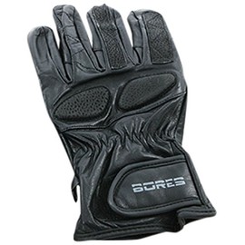 Bores Driver Motorcycle Gloves Cowhide Leather, Black, Size 10
