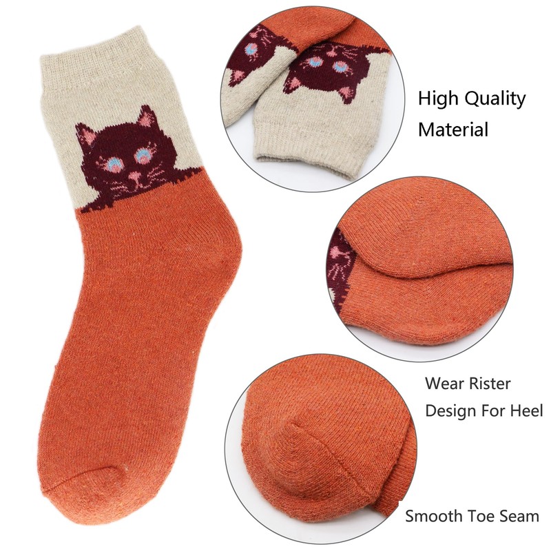 YZKKE 5Pack Womens Warm Wool Soft Cozy Crew Socks Cute