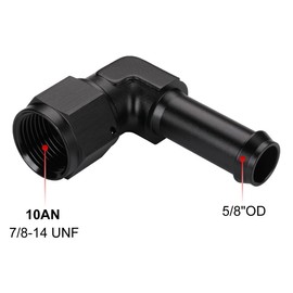 Podavelle 10AN Female to 5/8 Barb 90 Degree Hose Fitting Adapter Swivel Aluminum Black 2PCS