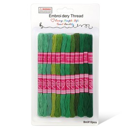 Dercuy Embroidery Floss,12 Skeins Green Embroidery Thread,Friendship Bracelet String for DIY Making,Embroidery Crafts