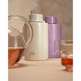 frank green Reusable Water Bottle with Straw Lid, Ceramic Insulated Water Bottles with Triple Wall Vacuum, Leak-Resistant Drinks Bottle - Midnight, 68oz/2 Litre