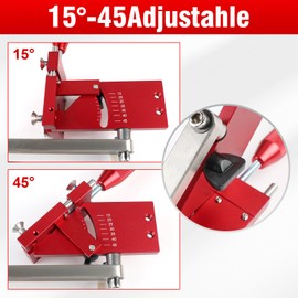 Lawn Mower Blade Sharpener 15°-45° Adjustable Frame, Ball Bearing Handle for Right/Left Blades, Angle Grinder Attachment, Universal Garden Tool Kit（Red