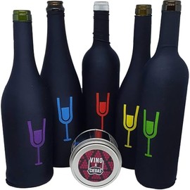 Vino a ciegas Set of 5 Blind Tasting Bottle Covers - Opaque Bags Reusable for Blind Tasting - Black Socks Stretchy 75cl Bottle
