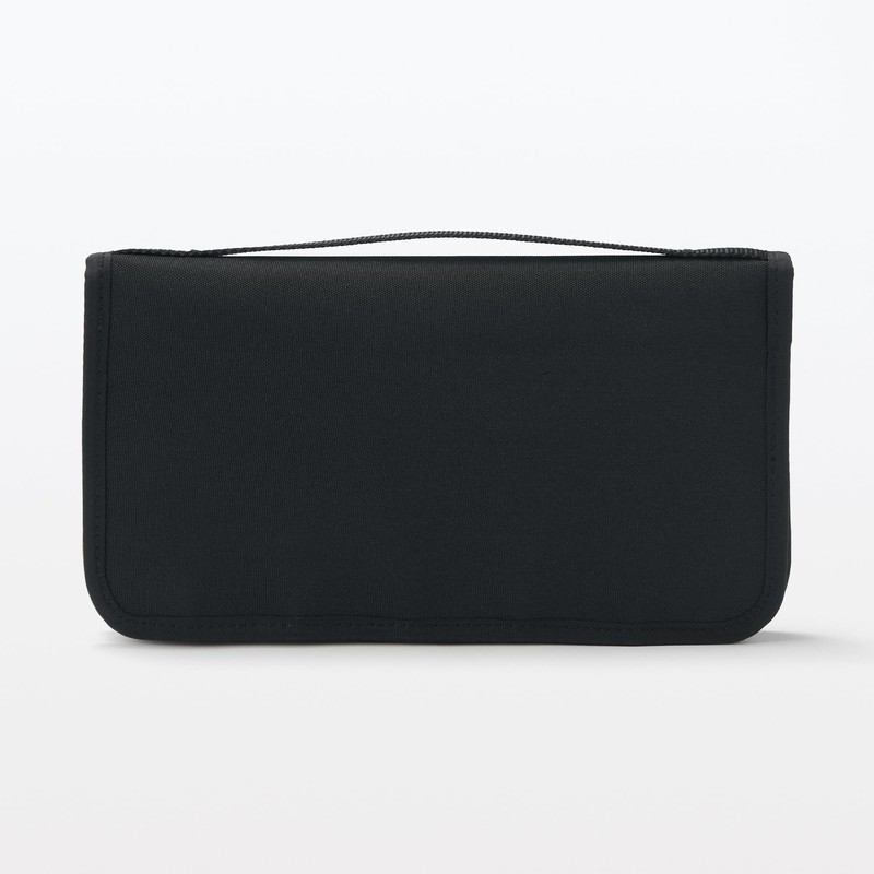 MUJI OHCA3A2S Polyester Passport Case with Clear Pocket, Black, Approx.