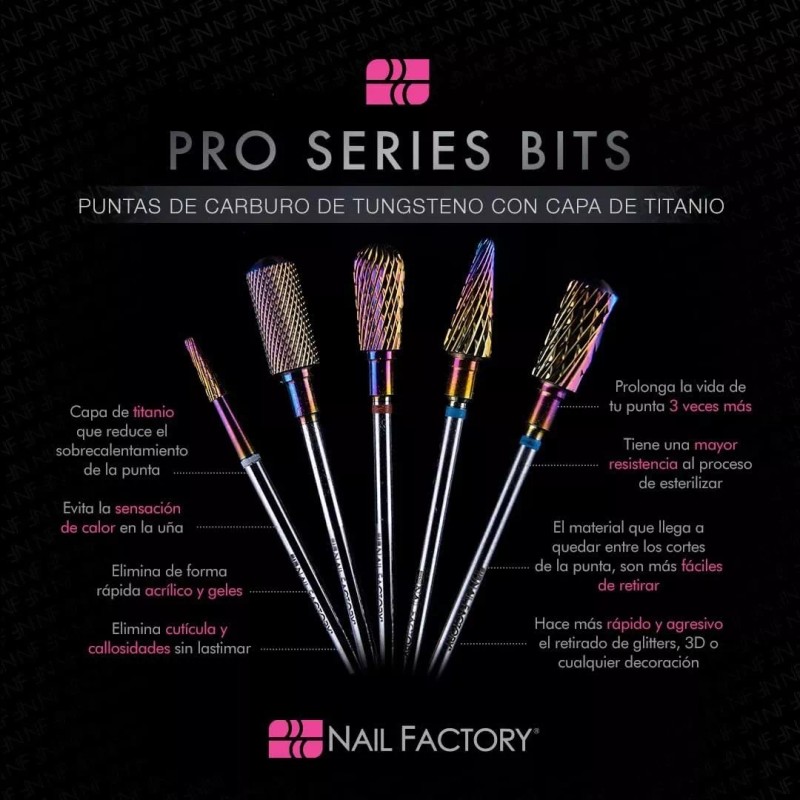 NAIL FACTORY PRO SERIES BITS Punta Drill Lima Profesional Uñas,