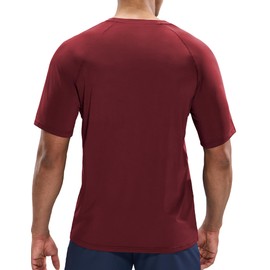 MIER Men's Dry Fit Workout T-Shirts Athletic Running Tee Short Sleeve Crew Neck Gym Tops, Polyester, Maroon, XL