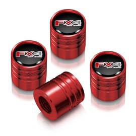 iPick Image for Ford F-150 FX4 Off-Road in Black on Red Cylinder-Style Aluminum Tire Valve Stem Caps - Official Licensed