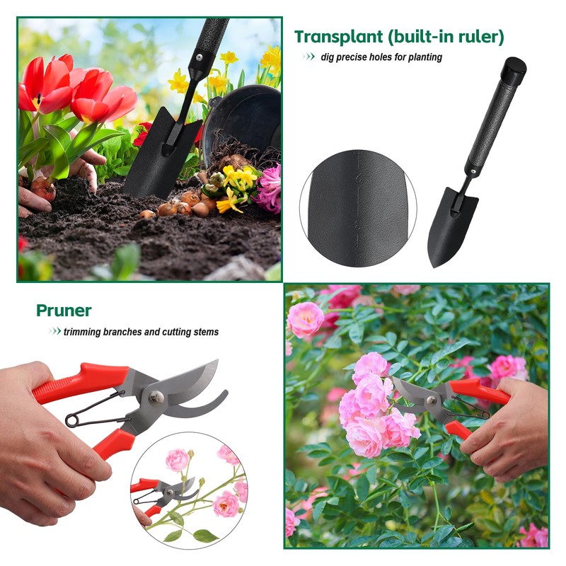 Garden Tools Set with Extension Handles, 5 Piece Thick Gardening