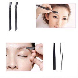 Eyebrow Set, 10 Piece Makeup Brush, Eyebrow Shaper Set with Brush, Tweezers, Eyebrow Comb, Eyebrow Razor, Eyebrow Pencil with Black Case for Men and Women