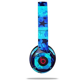 WraptorSkinz Skin Compatible with Beats Solo 4, Solo 3 and Solo 2 Wireless Headphones - Blue Star Checkers - Decal Vinyl Wrap (Headphones NOT Included)