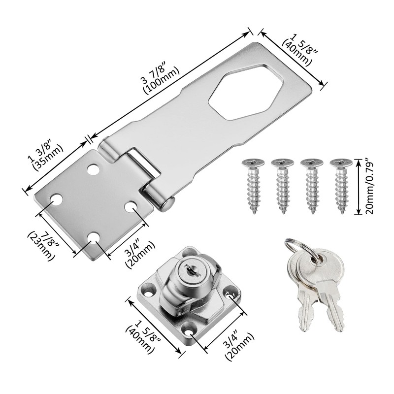 2 Pack Keyed Hasp Locks 4 Inch Twist Knob Keyed