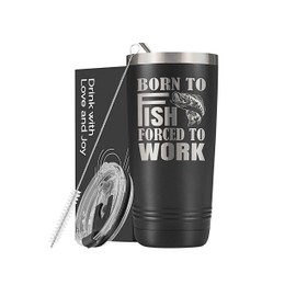 Onebttl Fishing Gifts for Men, Fishing Mug, 20oz Stainless Steel Fishing Cup for Fishing Lover, Laser Logo, Born to Fish