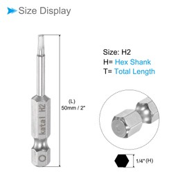 CoCud Magnetic Hexagon Bits H2 Head 1/4 Inch Hex Shank 2 Inch Length S2 Steel 5 Points Tamper Proof Hex Screwdriver Bits - (Use: for Electric Screwdriver) Pack of 1