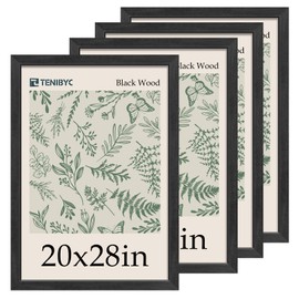 TENIBYC 20x28 Picture Frame 4 Pack - Textured Black Wood Gallery Poster Frame - Wall Hanging