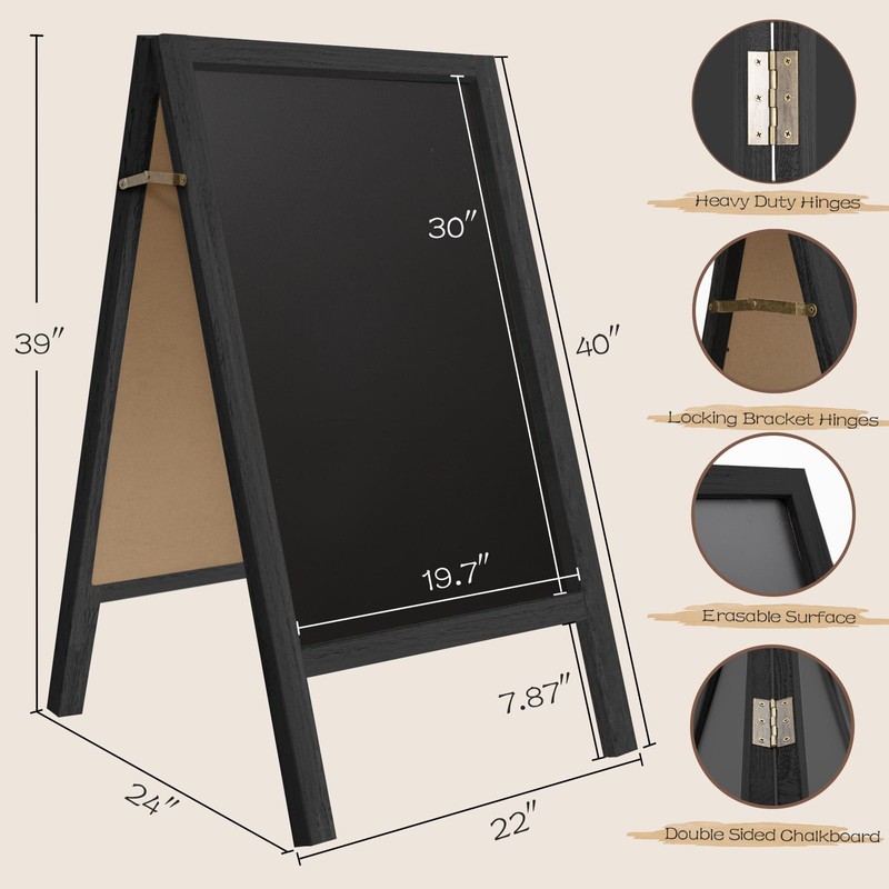 TEAKMAMA A Frame Chalkboard Sign, 40"x20" Extra Large Chalk Board