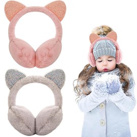 Roysmart Pack of 2 Winter Ear Muffs Children, Ear Warmers Girls Winter Ear Warmers, Soft Adjustable Ear Warmers, Cold Protection Earmuffs for Outdoor Activities in Winter, gray